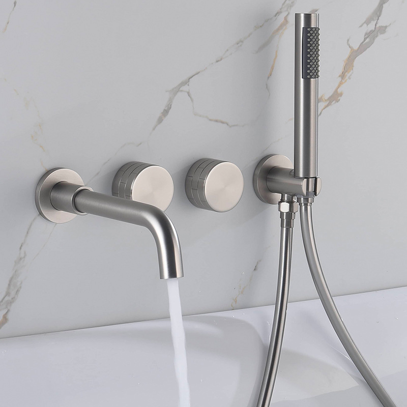 Freestanding Bathtub Filler Faucet Floor - Badewannen hahn aus gebürstetem Nickel, Wasserfall