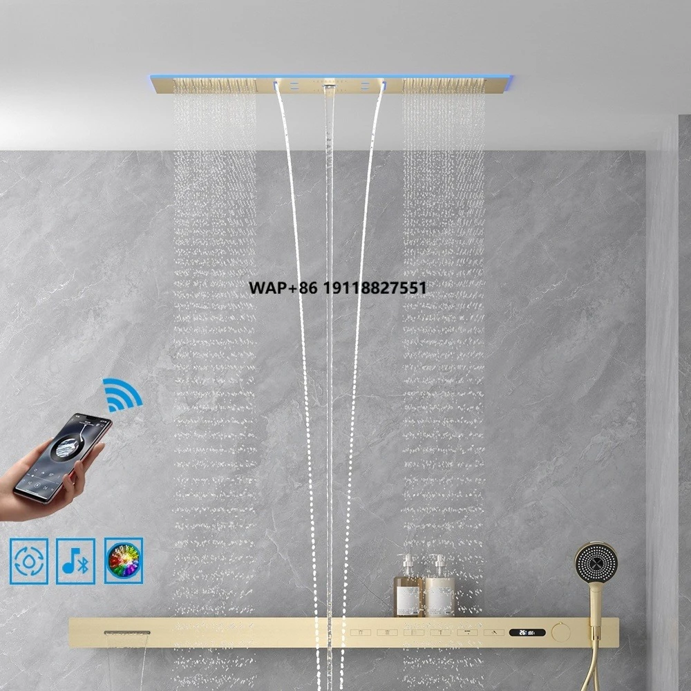 Led Rainfall Shower Head Waterfall - 2026 Musik-Duschkopf LED 1400mm Duschkörper Wasserfall