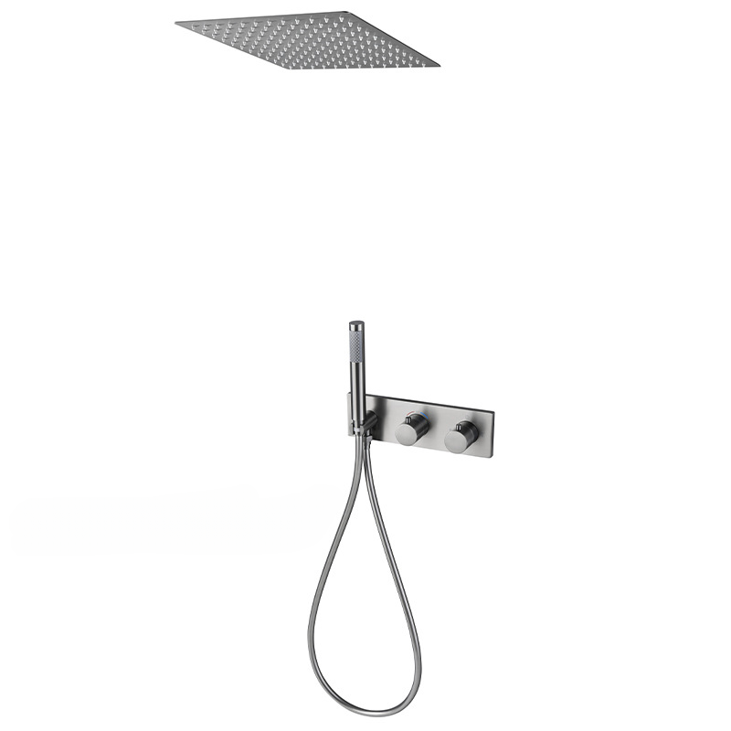 Concealed Thermostatic Shower System Set - Gunmetal/Gebürstet Gold/Blk Badezimmer Thermostat Dusche System