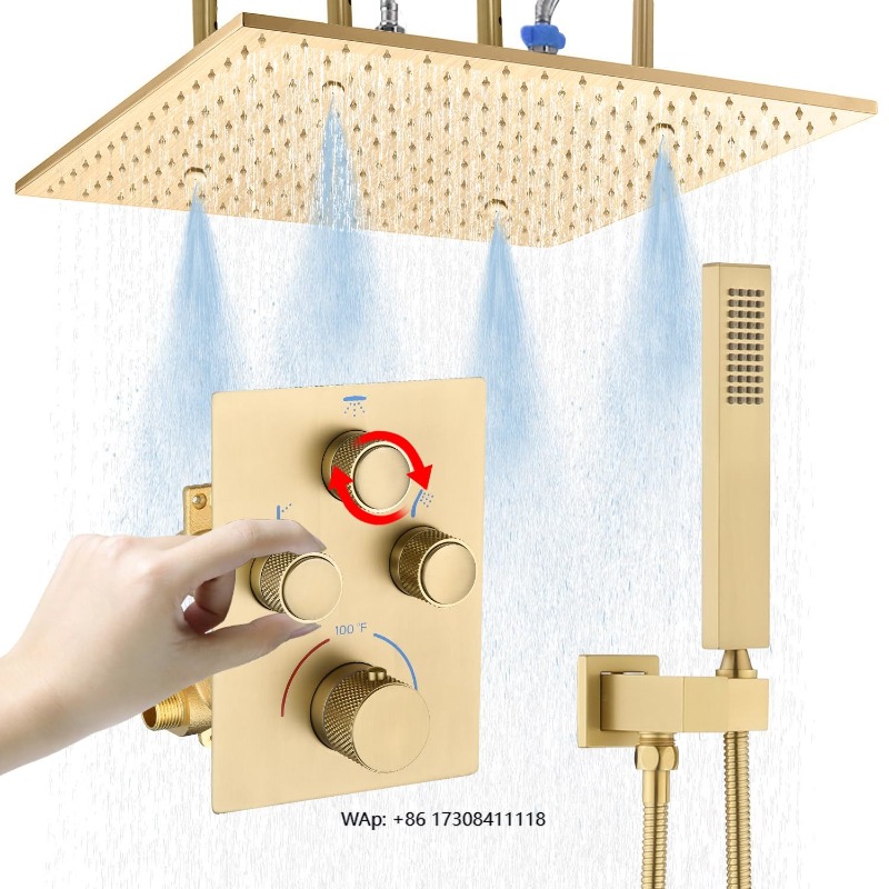 Rainfall Shower Head Ceiling Mount 16 Inch - Messing-Duschsystem aus Messing – 16-Zoll-Duschkopf mit