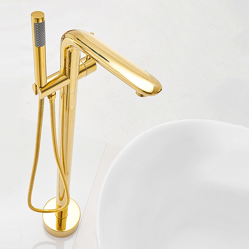 Freestanding Bathtub Filler Faucet Floor - Mode Gold Messing Badezimmer Dusche Wasserhahn