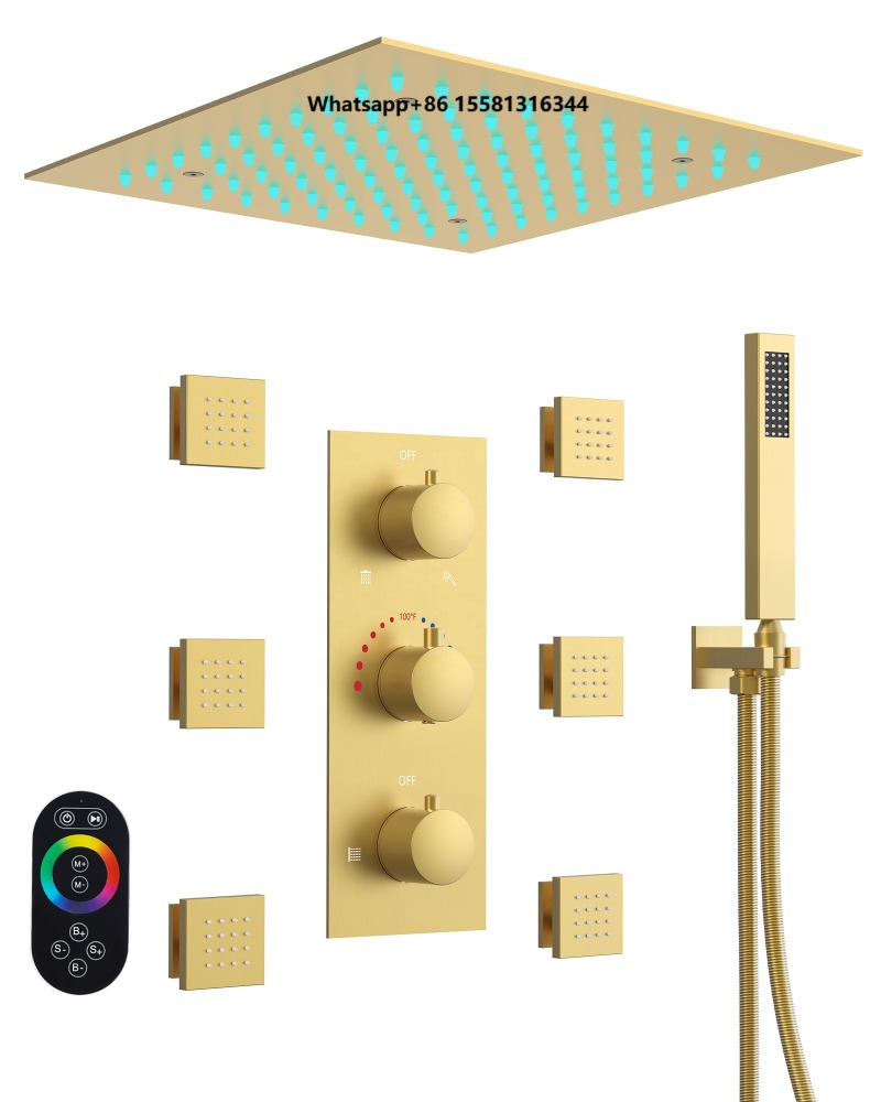 Concealed Thermostatic Shower System Set - Badezimmer Chrom Deckenmontiertes Verdecktes Thermostatisches Dusch-Umstellsystem