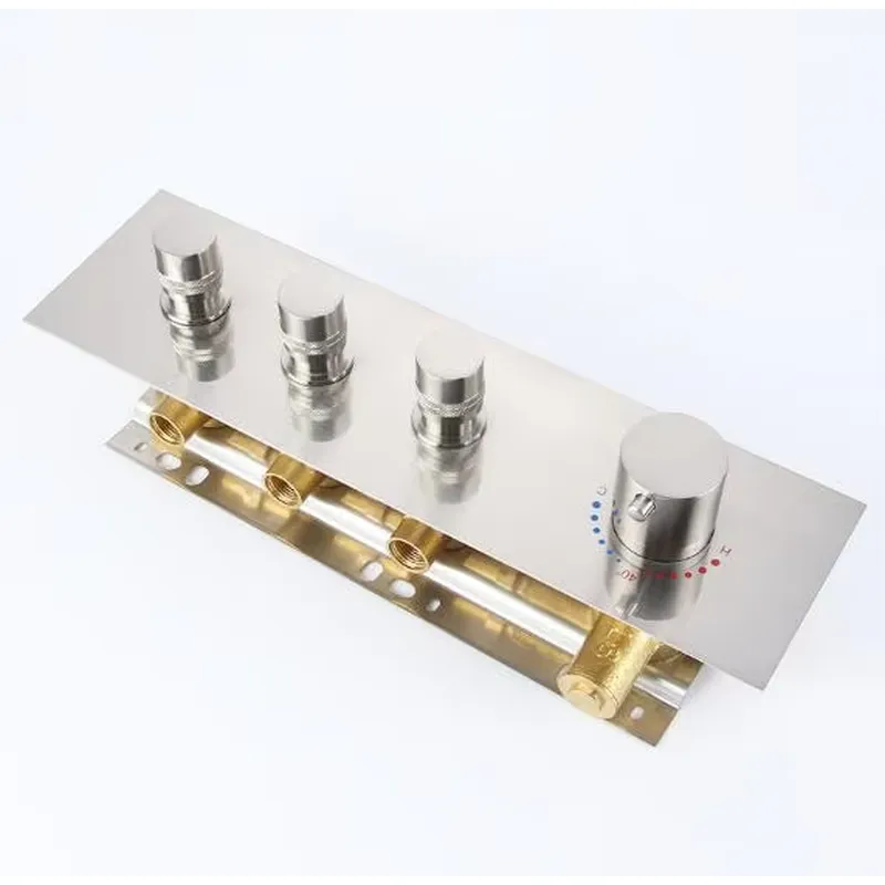 Thermostatic Shower Faucet Valve 3 Way - Messing-Thermostat-Duschventil 3-Wege-Umschalter Verdeckte Wandmontage Badarmatur Großdurchfluss-Kern
