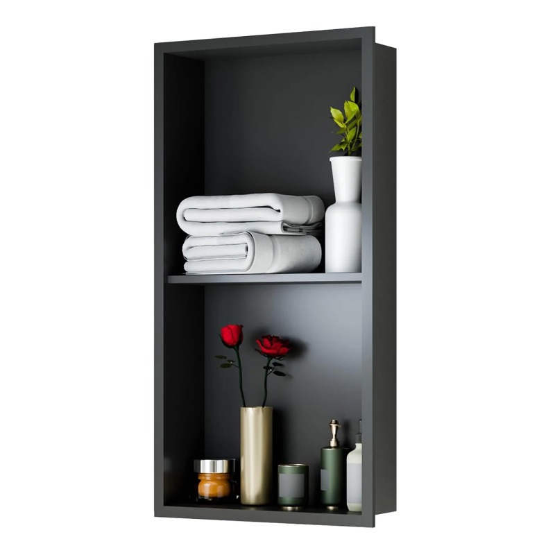 Shower Niche Stainless Steel Recessed - Edelstahl-Duschnische Badezimmer-Wandnische Einbau-Doppelregal-Organizer für Dusch- oder