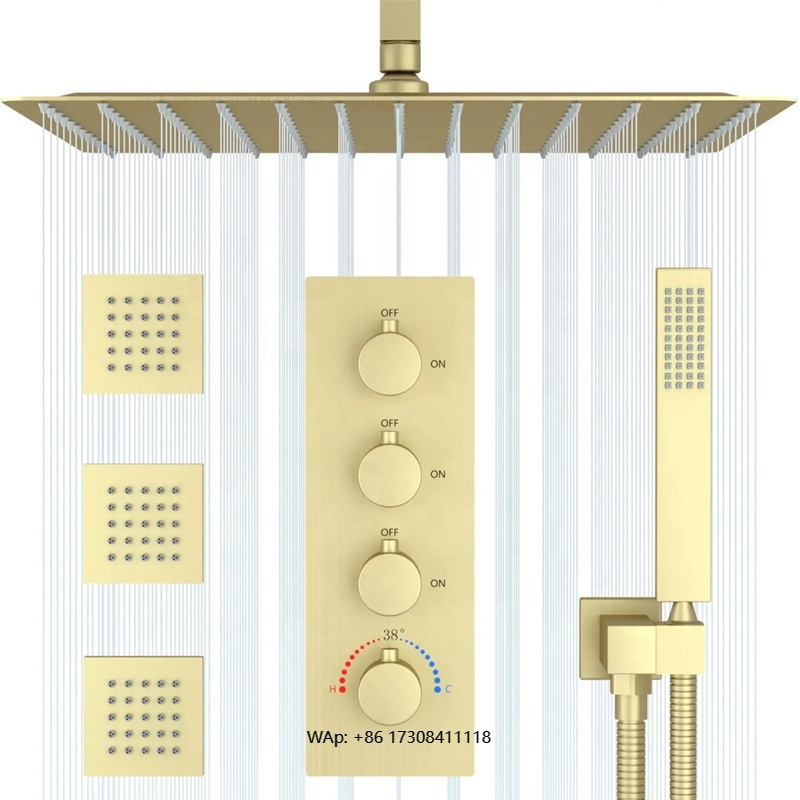 Concealed Thermostatic Shower System Set - 16-Zoll-Kombinationssystem-Set aus verdecktem, thermostatischem Messing für