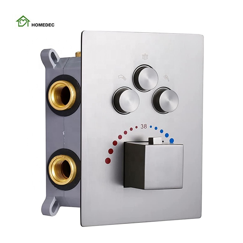 Thermostatic Shower Faucet Valve 3 Way - Badezimmer Wandmontage Druckknopf verdeckt thermostatische Bad