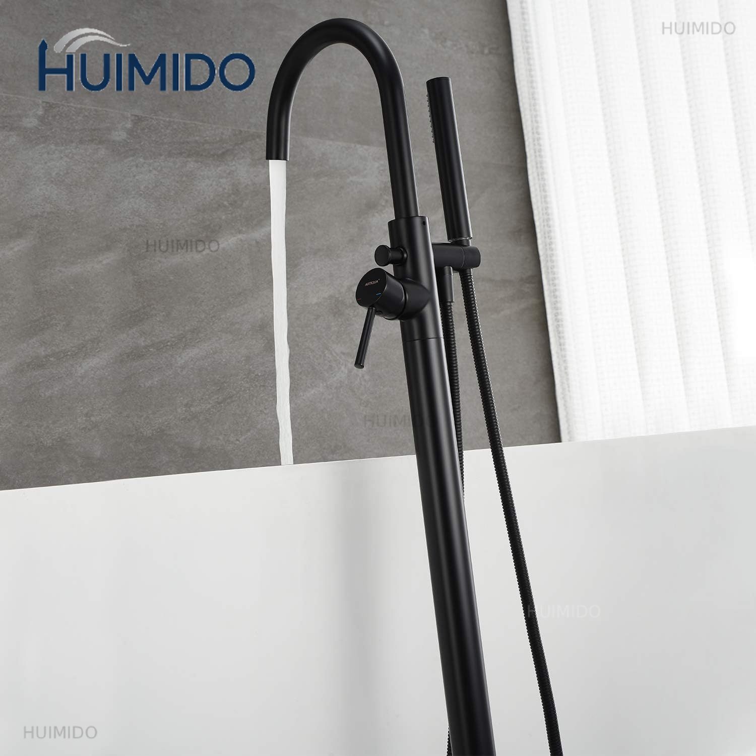 Freestanding Bathtub Filler Faucet Floor - Vergoldetes Badewannen-Füllsystem mit Dusche, Römische Wannenarmatur,