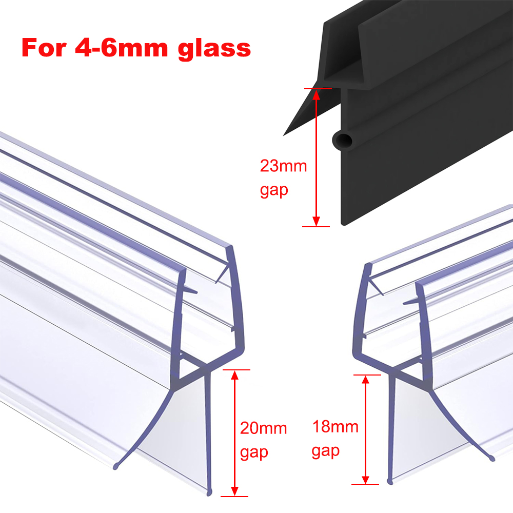 Shower Door Bottom Seal Strip Sweep - Dichtungsstreifen für Duschtüren, rahmenlose PVC-Unterdichtung für