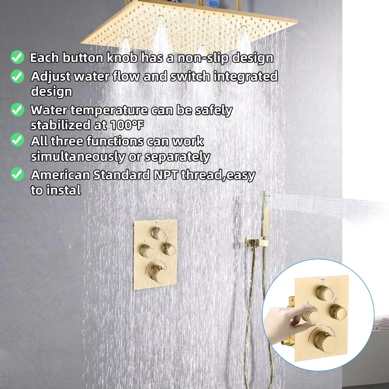 Messing-Duschsystem aus Messin – Rainfall Shower Head Ceiling Mount 16 Inch Bewertung und Preis