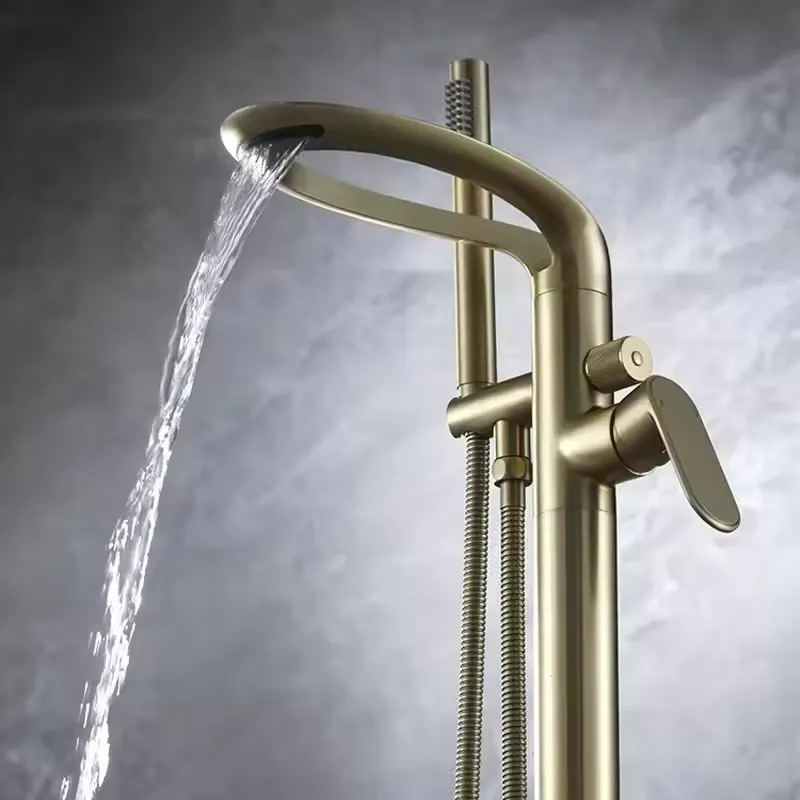 Moderner Freistehender Messing – Freestanding Bathtub Filler Faucet Floor Bewertung und Preis
