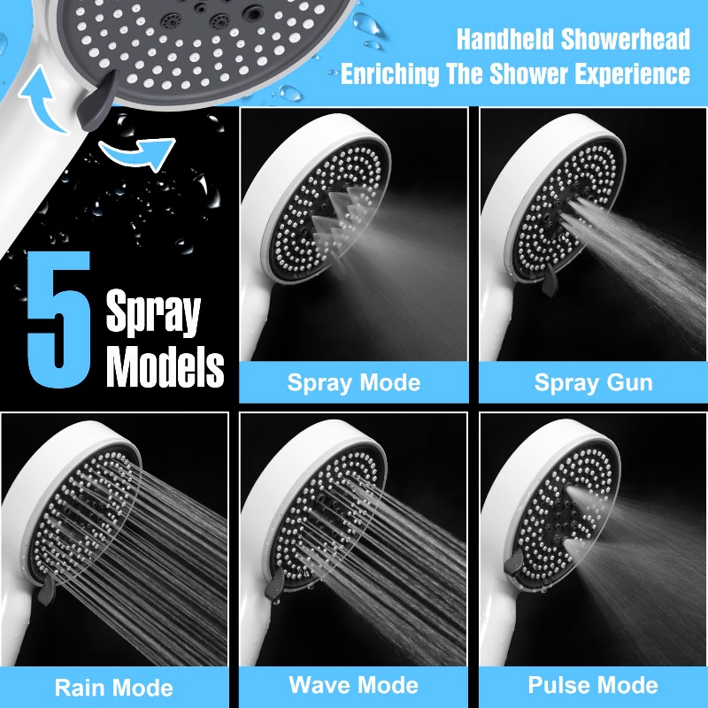 Fünf-Stufen Einstellbares Dusc – Handheld Shower Head High Pressure Filter Bewertung und Preis