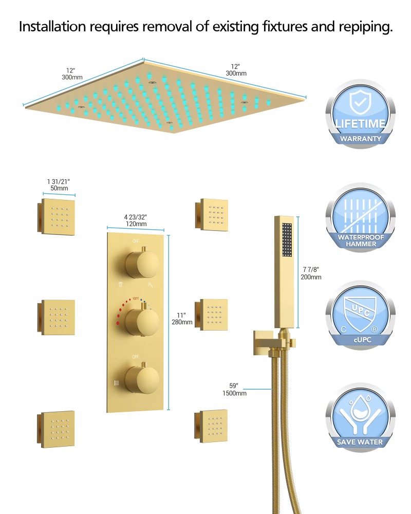 Badezimmer Chrom Deckenmontier – Concealed Thermostatic Shower System Set Bewertung und Preis