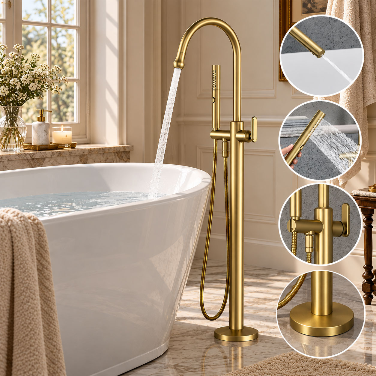 Luxuriöse Freistehende Badewan – Freestanding Bathtub Filler Faucet Floor Bewertung und Preis