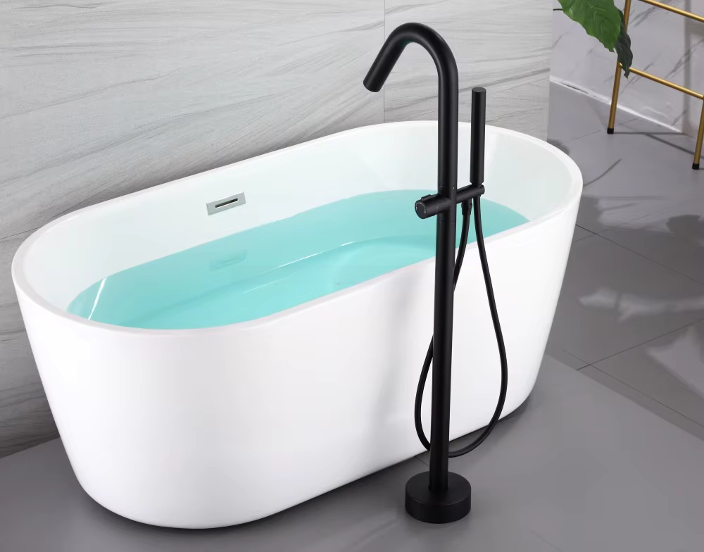 Matt-schwarzer, schwenkbarer S – Freestanding Bathtub Filler Faucet Floor Bewertung und Preis