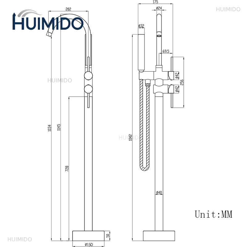 Vergoldetes Badewannen-Füllsys – Freestanding Bathtub Filler Faucet Floor Bewertung und Preis