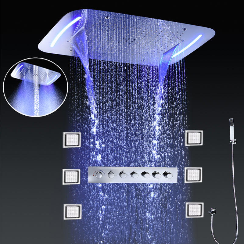 hm Modernes Großes LED-Decken- – Led Rainfall Shower Head Waterfall Bewertung und Preis