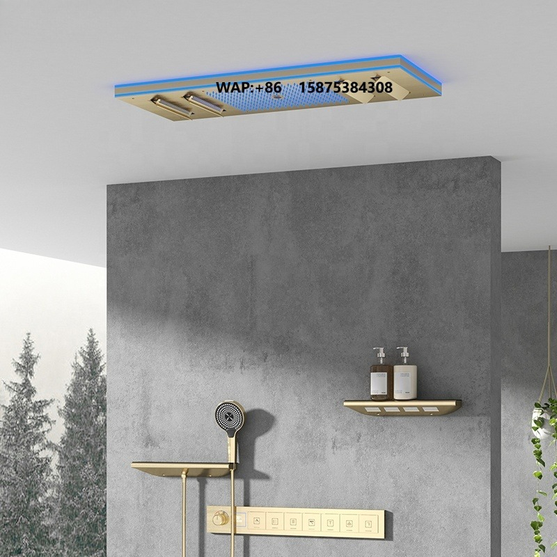 Neues Design Gebürsteter Gold- – Led Rainfall Shower Head Waterfall Bewertung und Preis