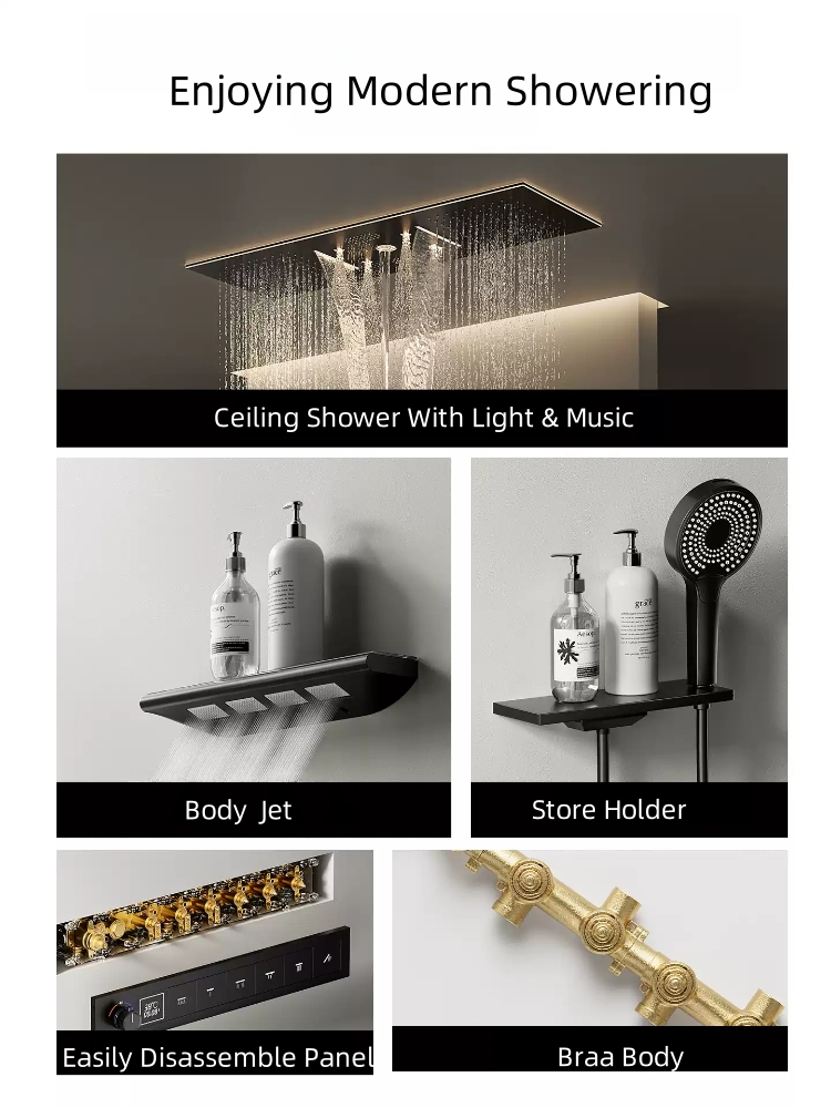 Badezimmer-Duschsystem-Set, ve – Concealed Thermostatic Shower System Set Bewertung und Preis