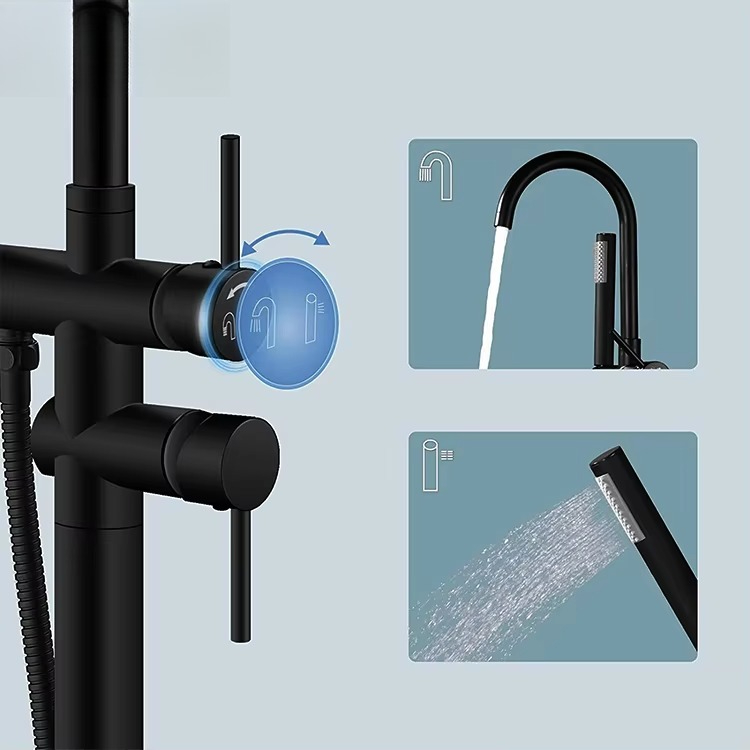 Schwarzer, freistehender Badew – Freestanding Bathtub Filler Faucet Floor Bewertung und Preis