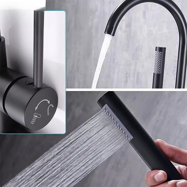 Schwarzer, freistehender Badew – Freestanding Bathtub Filler Faucet Floor Bewertung und Preis