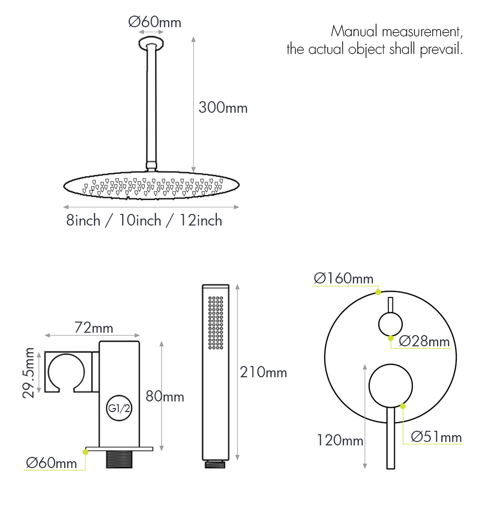 Mattschwarzer Wasserhahn, 8-12 – Shower Arm Ceiling Mount Brass Chrome Bewertung und Preis