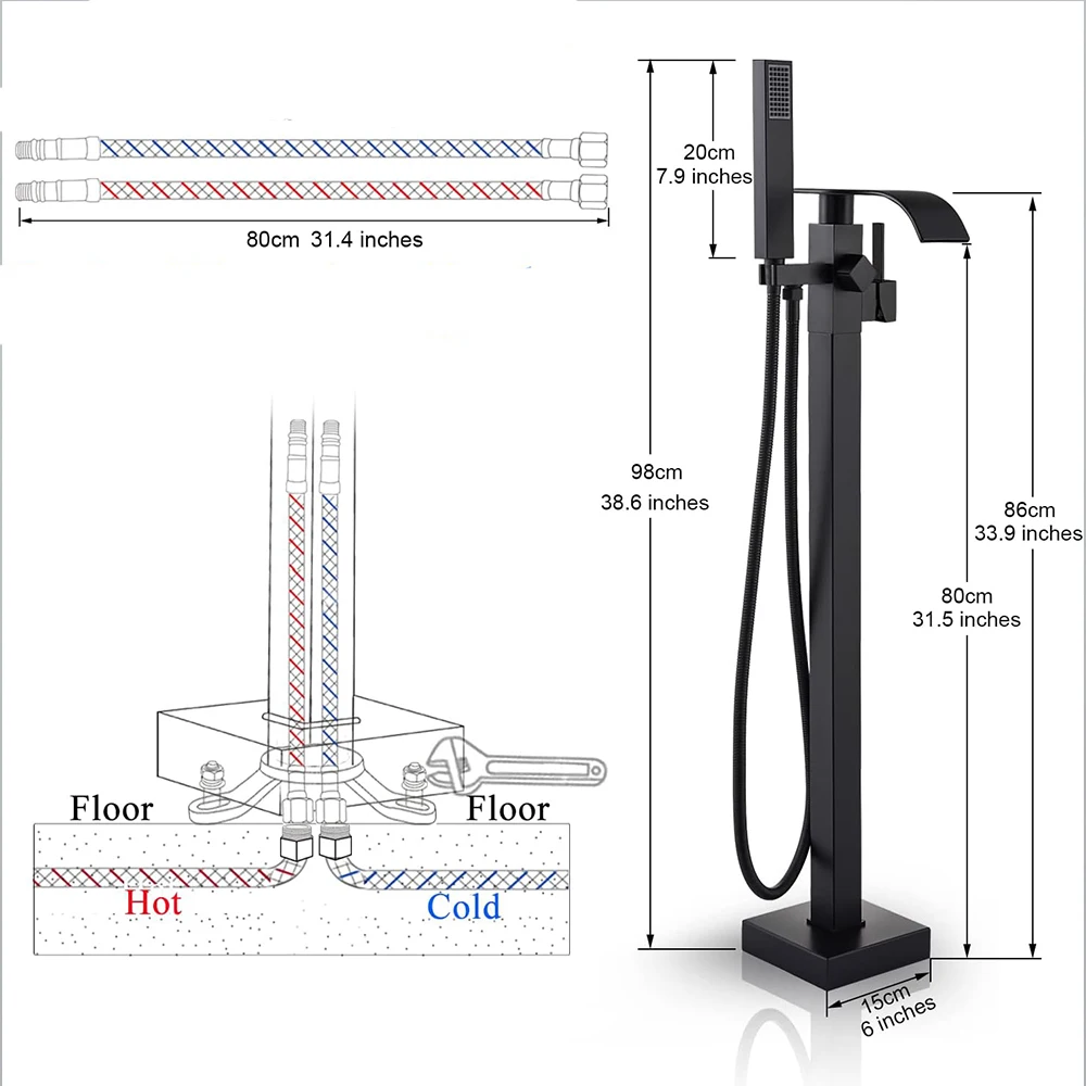 Bodenstehender Wasserhahn für  – Freestanding Bathtub Filler Faucet Floor Bewertung und Preis